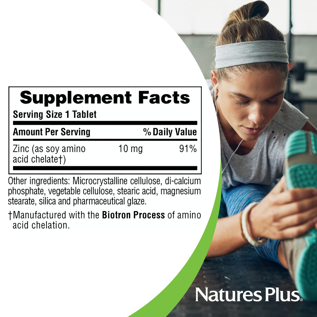 NaturesPlus Zinc Tablets - 10 mg, 90 Vegetarian Supplements