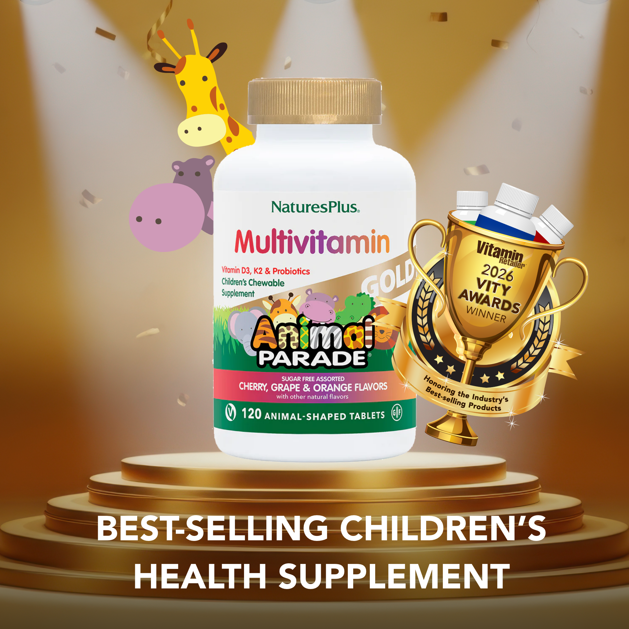 NaturesPlus Animal Parade Gold Children's Multivitamin - 120 tablets