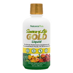 NaturesPlus Source of Life GOLD Multivitamin Liquid - 30 oz - With Vitamins D3, B12 & K2 - Blood, Bone & Immune Support - Vegetarian & Gluten Free - 30 Servings